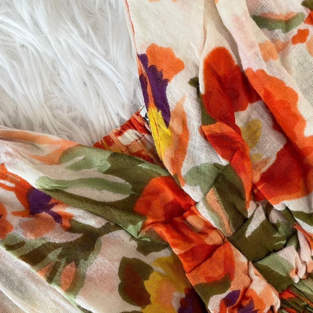  GIRLハワイアン花柄キャミワンピース　コットン100% リゾート