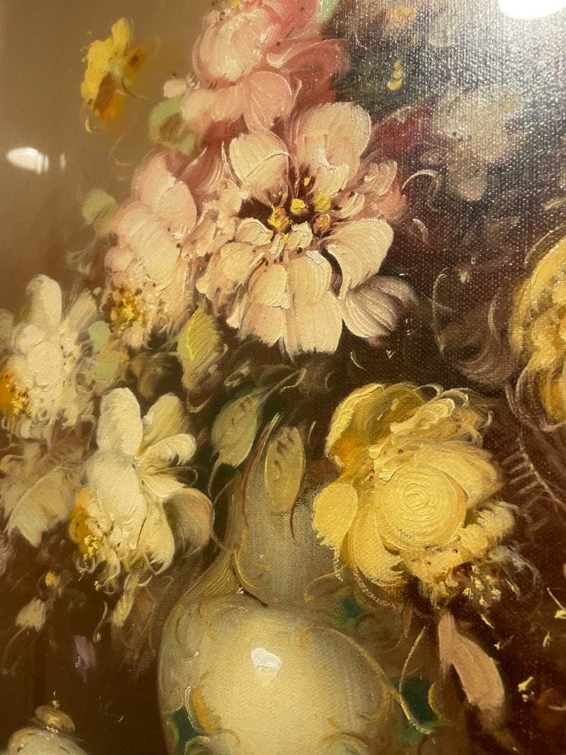 油絵  花　大きめサイズ　ハンガリー作家