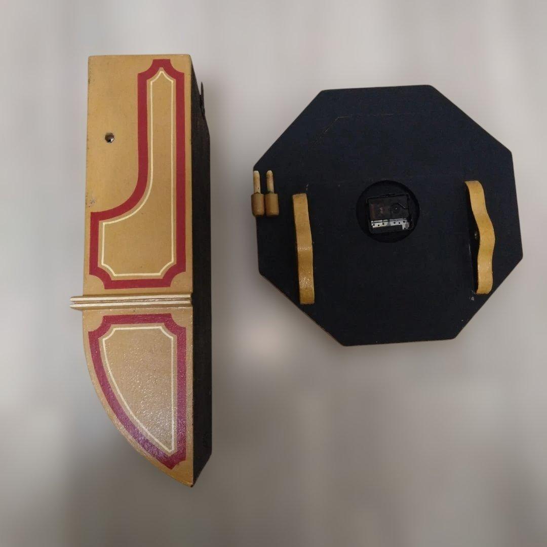 アンティーク風八角形木製時計（不動品）※絵柄　mg midget　※文字盤にmg