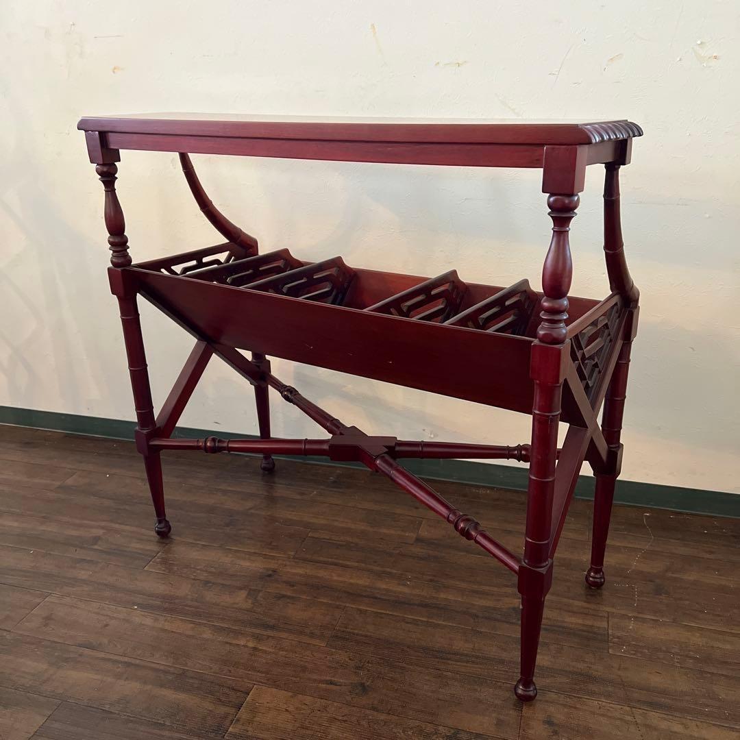 k001r119 マホガニー材 アンティーク調ブックトローフ チッペンデール様式