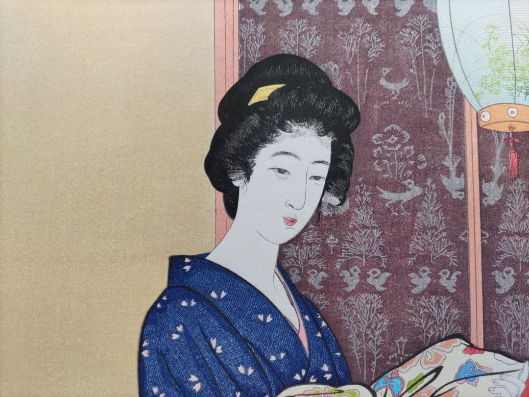 新版 橋口五葉集 夏装の娘 丹青社版 美人画 手摺木版画 大判