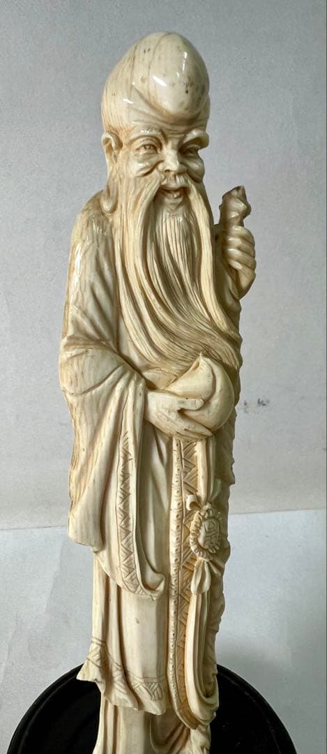 象牙風　寿老人　人物　繊細彫刻　置き物