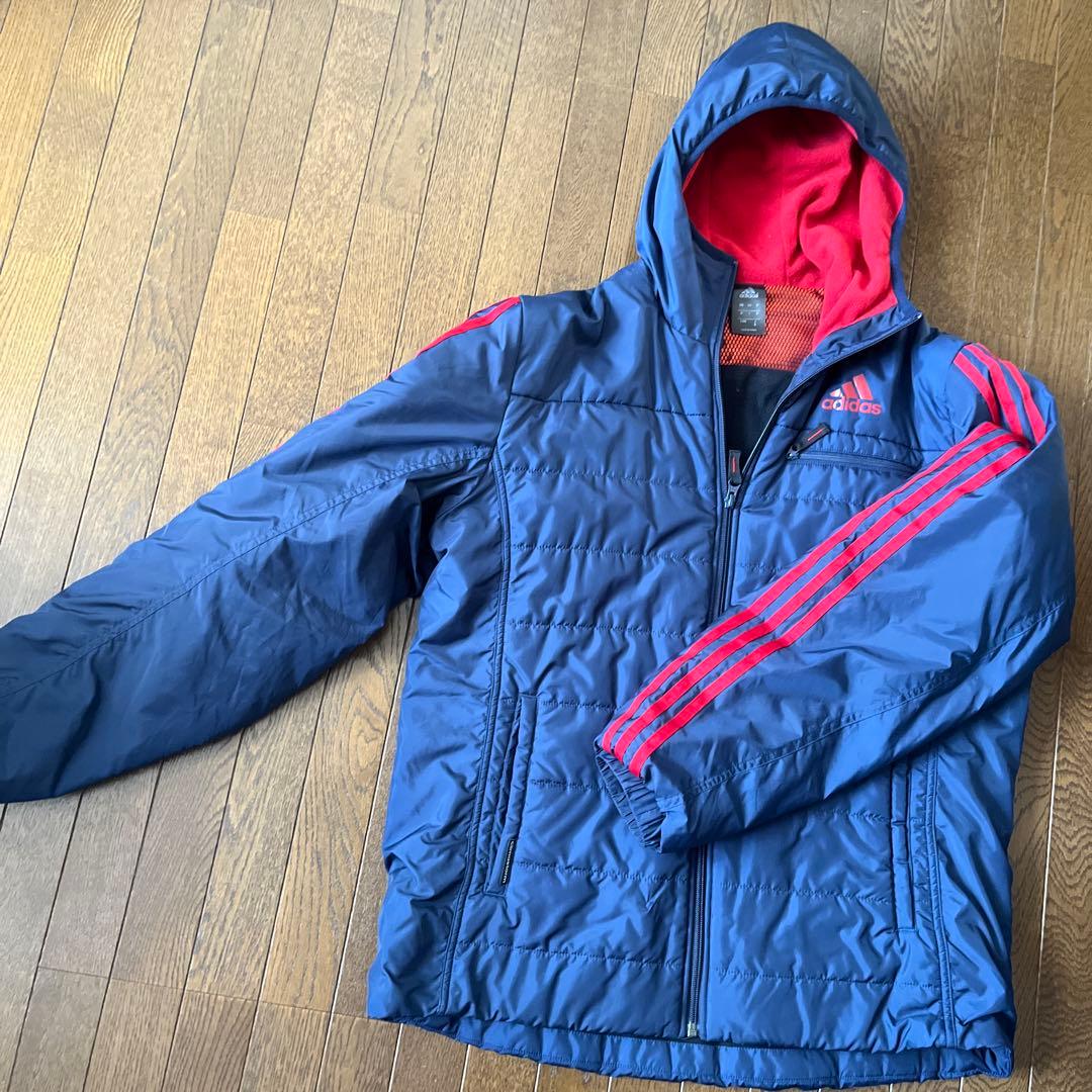 adidas ネイビー/レッド メンズアウター　裏起毛　Oサイズ　上下セット