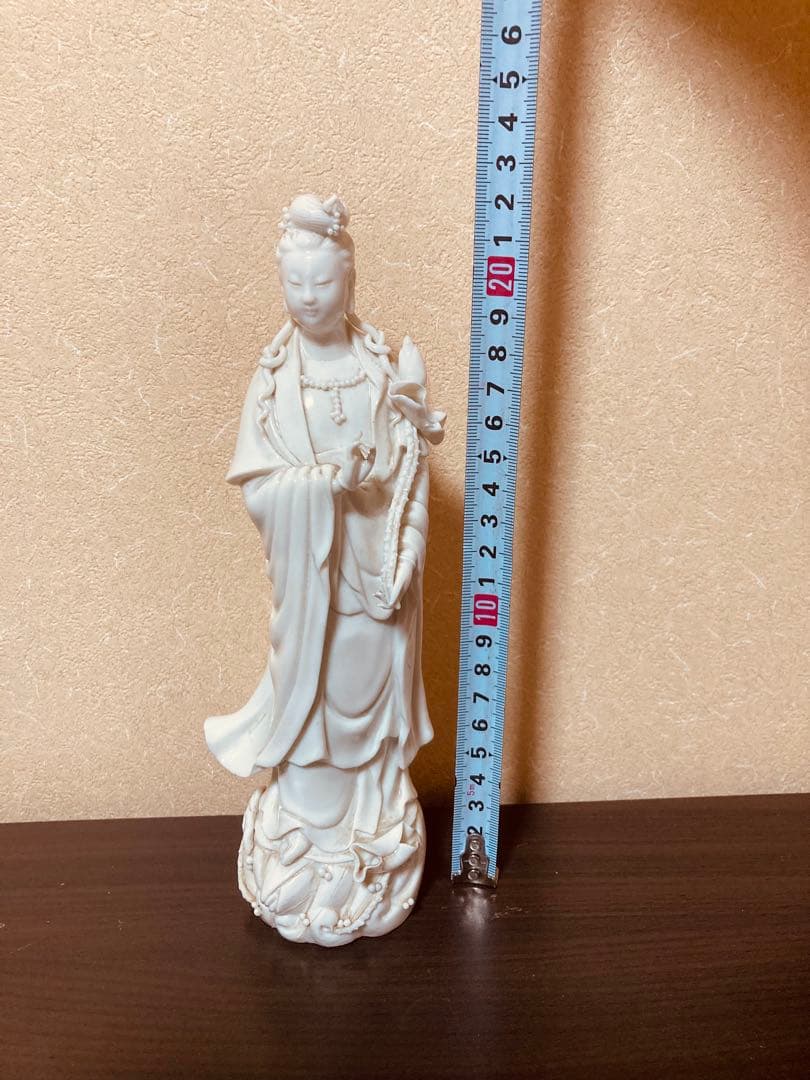 白南京観音像 高さ約22.5ｃｍ 白磁 仏像（検）徳化白磁 観音像