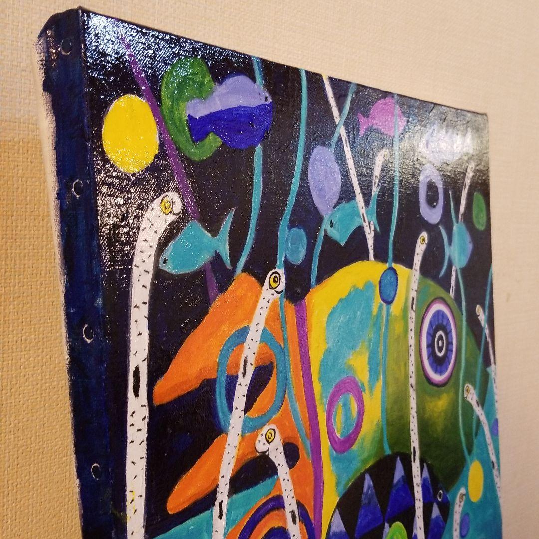 油絵　けい　チンアナゴの間を泳ぐ仲良し魚