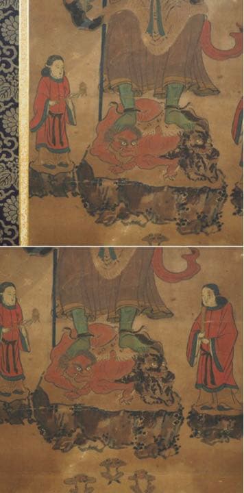 送料無料　江戸以前古い仏画 青面金剛