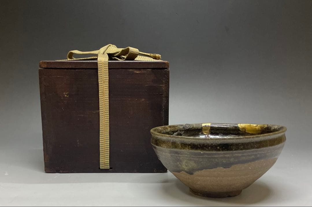 天目茶碗　宋　吉州窯　本金直し　時代箱　Y687