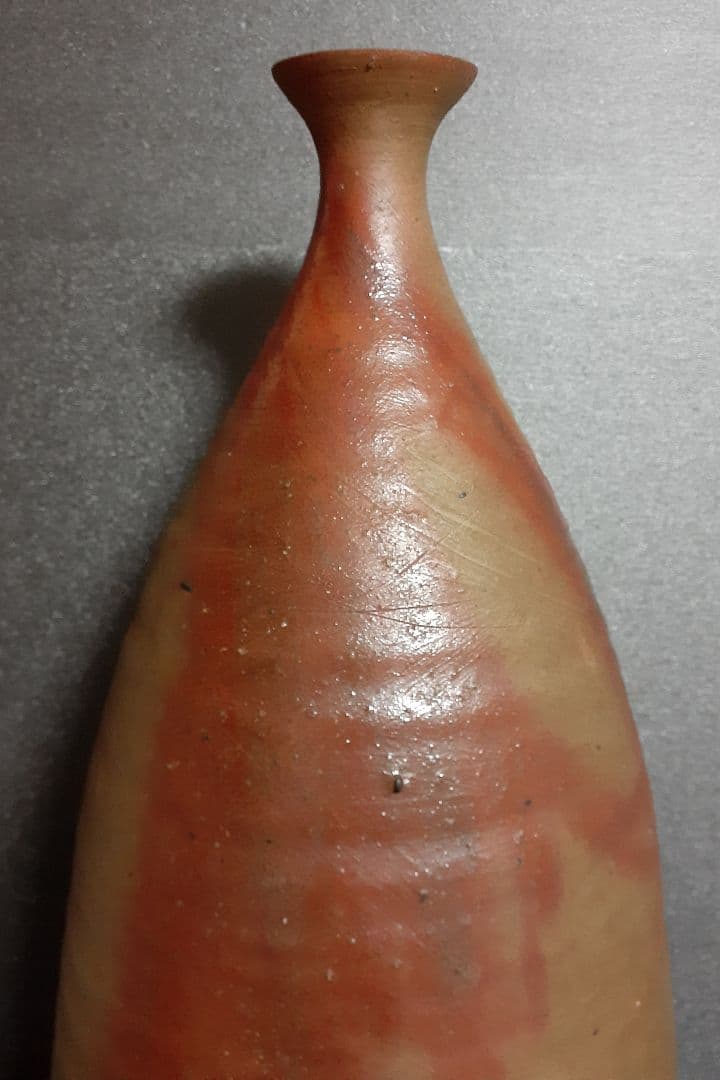 【大作】岡山県重要無形文化財保持者　備前焼【伊勢崎満】造　窯変　特大舟徳利