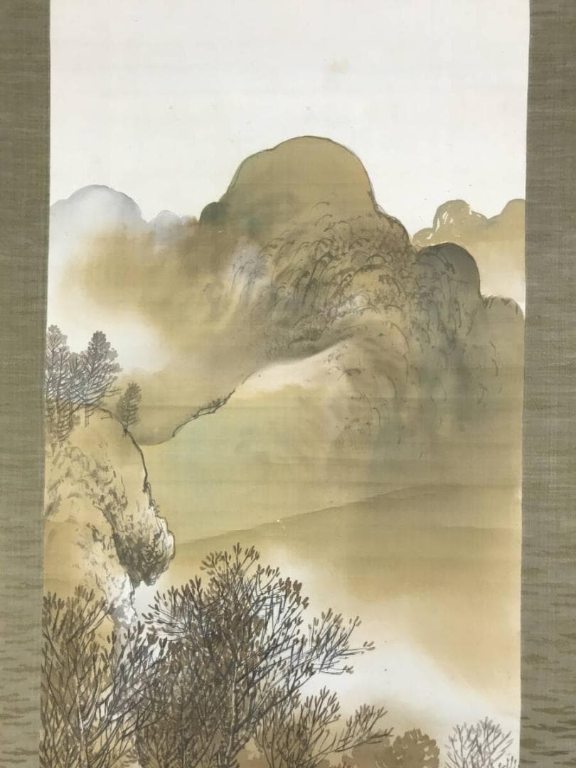 真作/団藍舟/山水図/秋山図/秋景山水図/秋山佳趣図/掛軸☆宝船☆AH-698