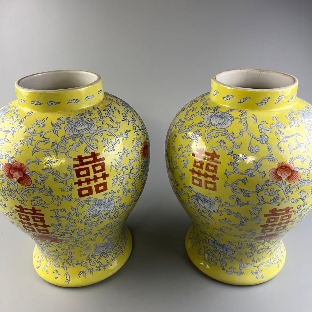 中国 粉彩 花瓶 細密 色絵 2点 壺