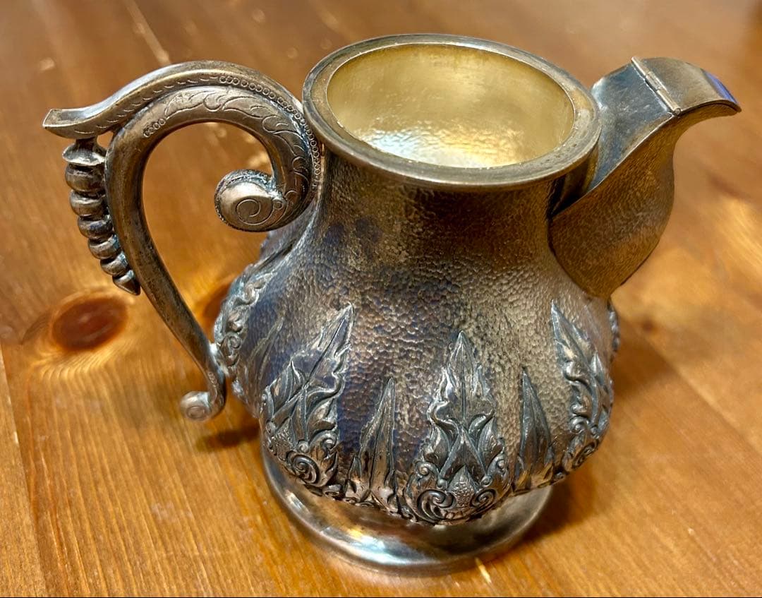 TOP刻印 純銀製ポット型容器（830 Silver）アンティーク工芸品