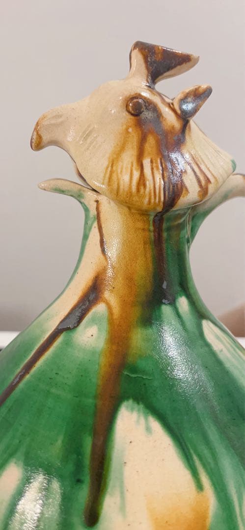 三彩鳳首執壺　陶芸　骨董品　古美術