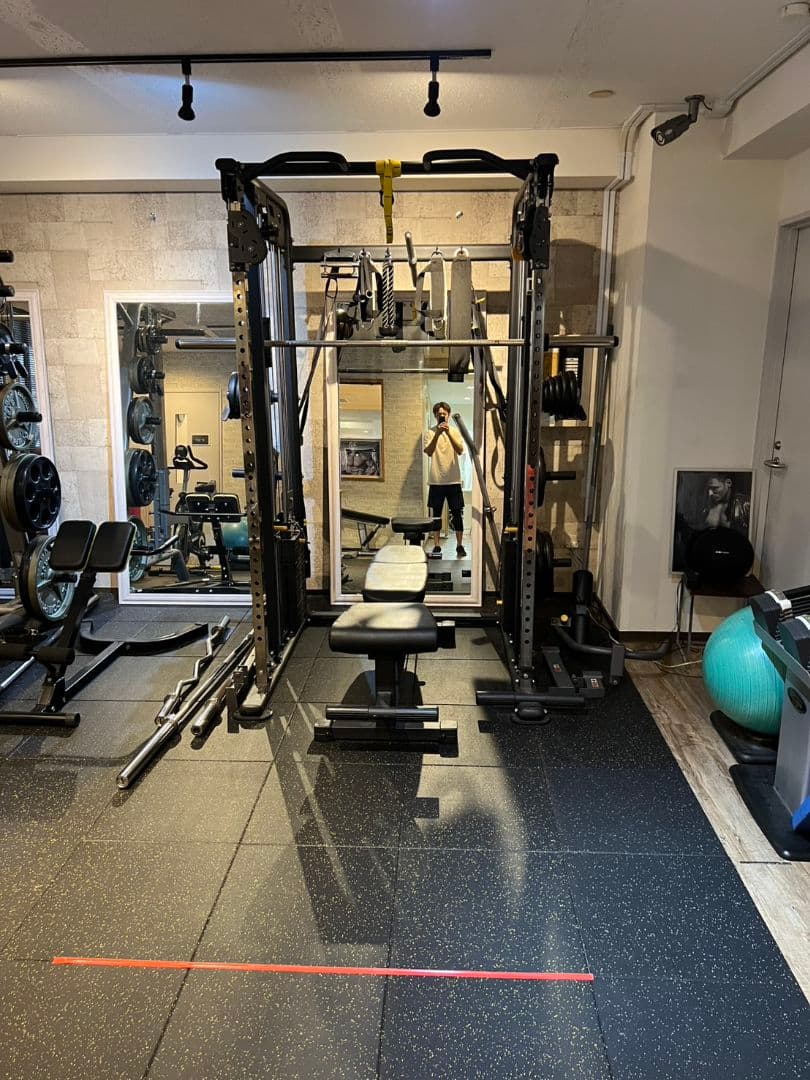 スミスマシンフルセット ブラック パワーラック ベンチ バーベル付き