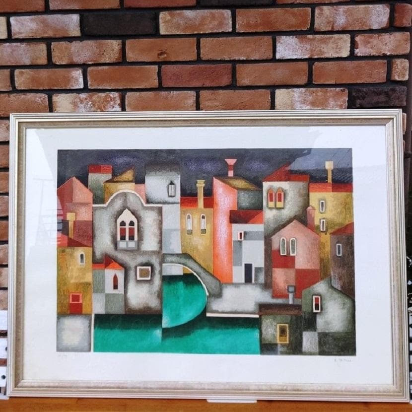 歳末最終大特価！　送料サービス！　イタリア製額＆スクリーン印刷絵画