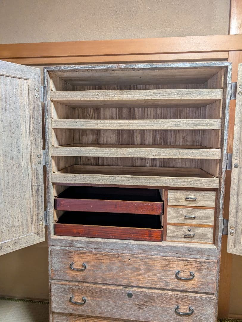 桐箪笥 グレー 鍵付き モダン 和家具 千葉引取可