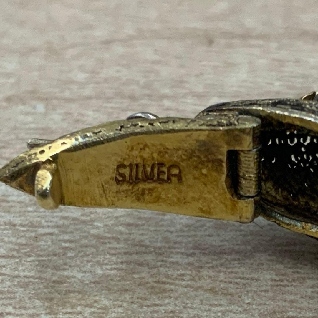 アンティーク　ビンテージ　フィリグリー　ネックレストップ　シルバー刻印　魚