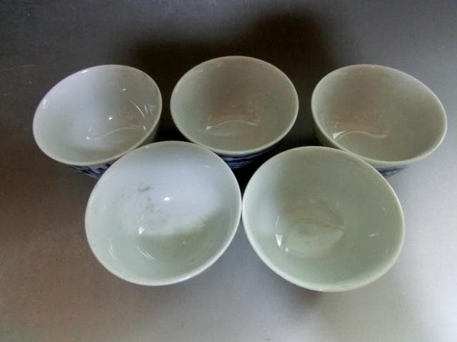 煎茶器セット■染付絵変わり煎茶道具 東海道五十三次 横手急須 煎茶碗 湯冷まし■