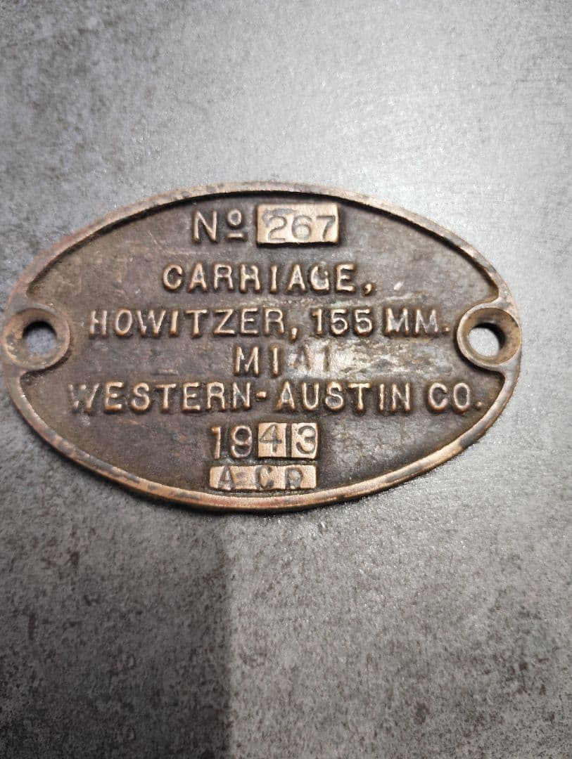 Howitzer 155 mm 銅プレート 1943年製