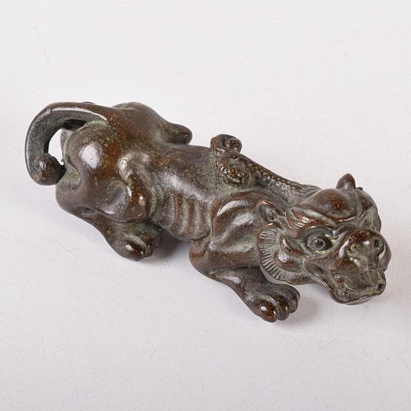 中国　古銅宣徳銅　獅子　神獣　紙鎮　置物　C　7464
