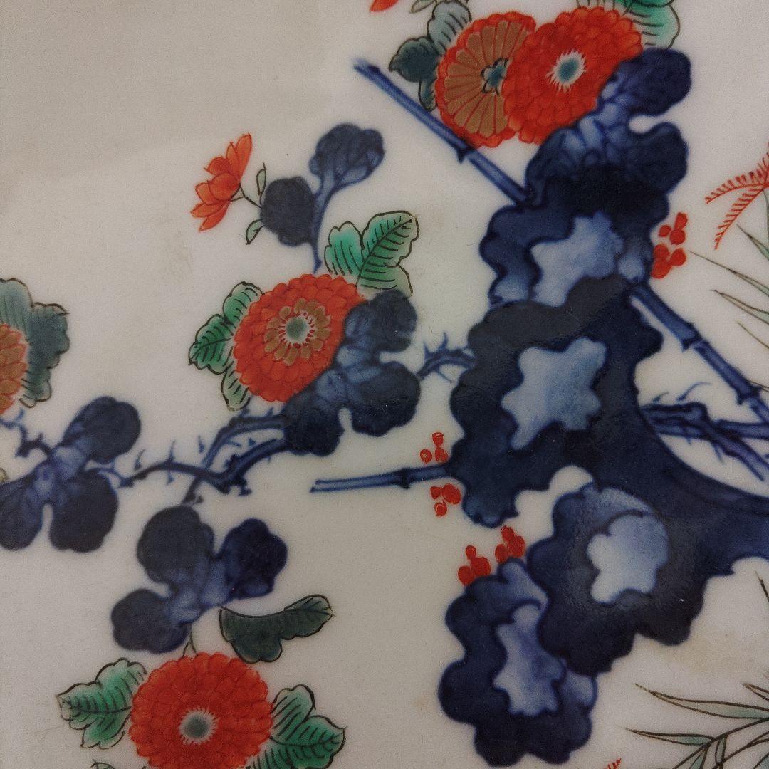 有田焼　柿右衛門　菊花染付絵皿　木箱付