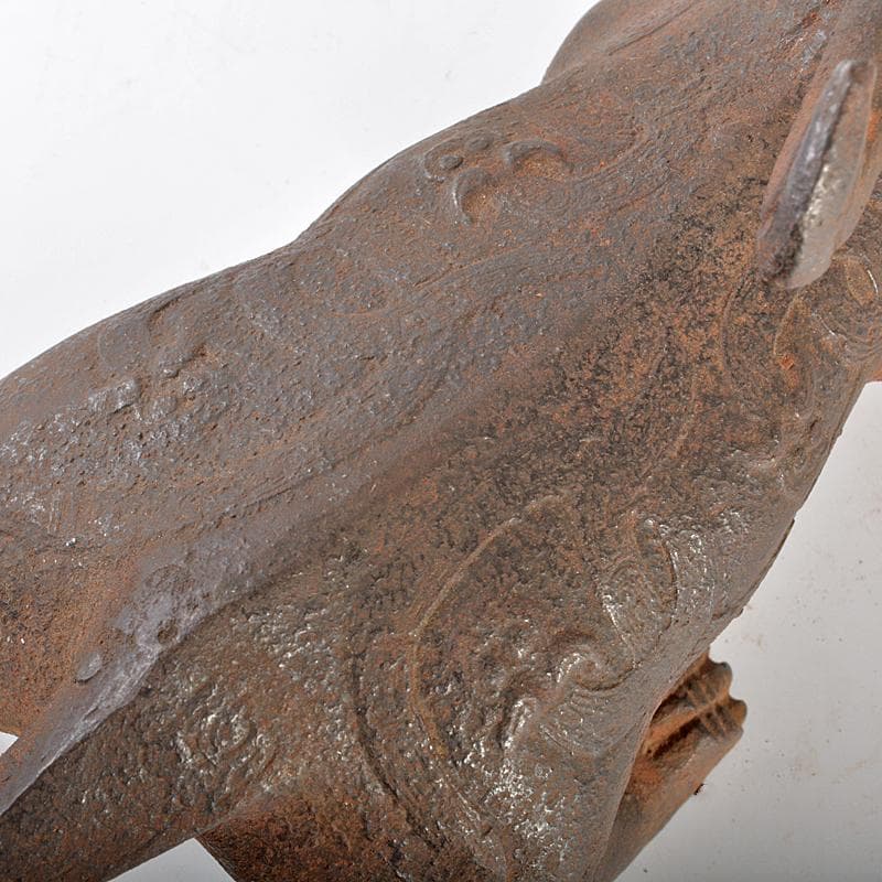 中国　古鉄　神獣　置物　M　R6845