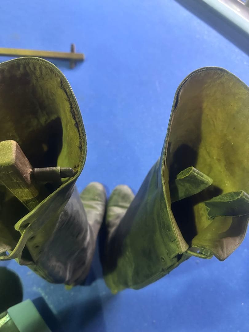 総革ロングブーツ木製キーパー付民族資料館保管品レトロアンティーク革靴 乗馬海軍型