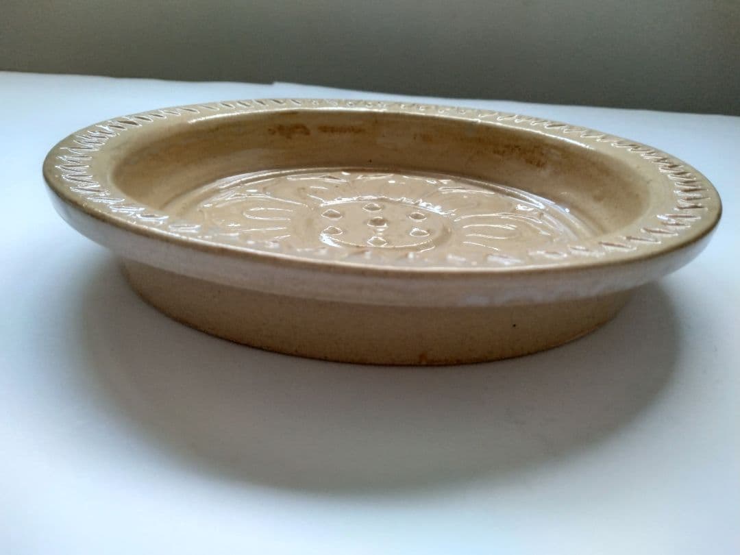 赤膚焼 香柏窯 尾西楽斎作 花器 水盤　平鉢 円照寺の古代瓦写し　料理皿にも