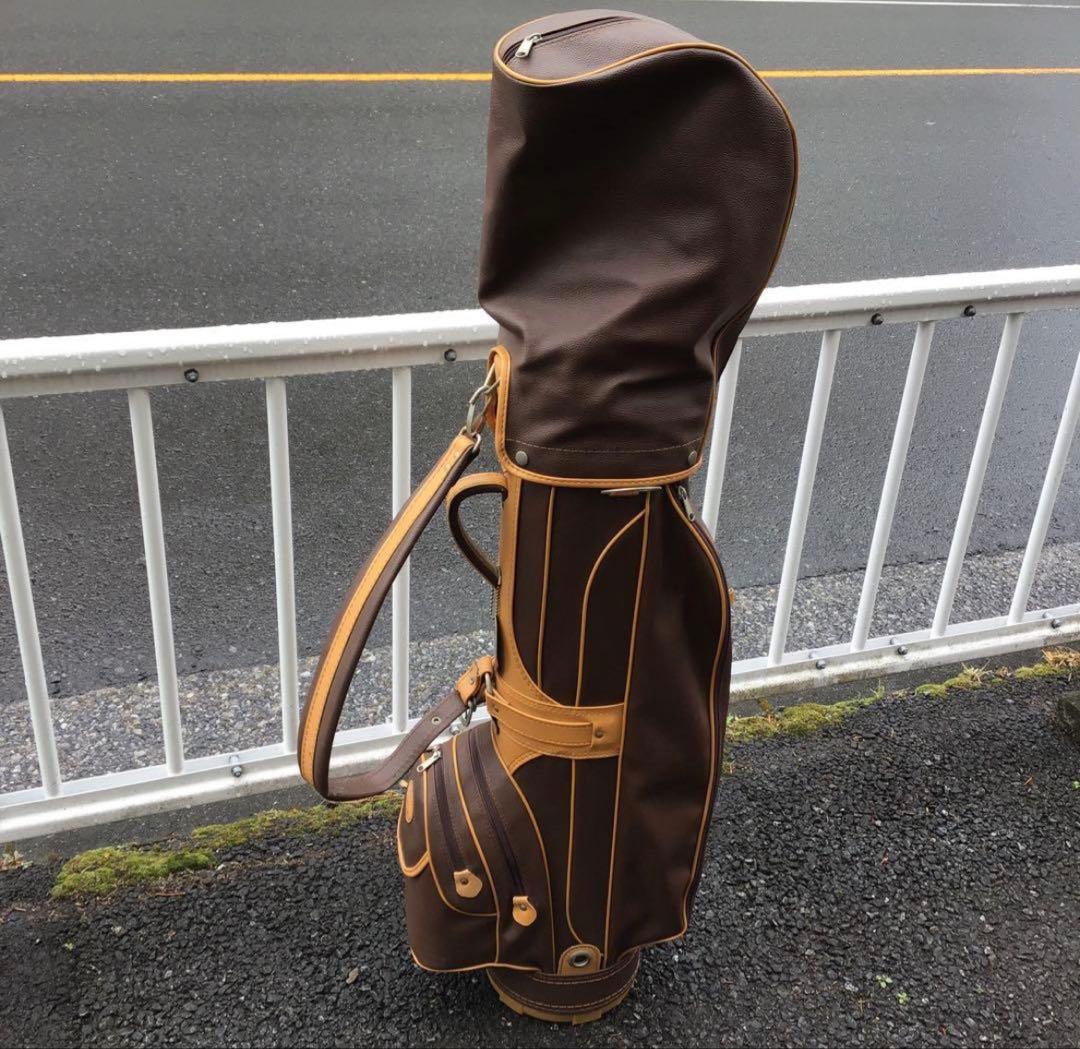 超希少 美品★本革ゴルフキャディバッグ ブラウン系カラー ワンオーナーユーズド品