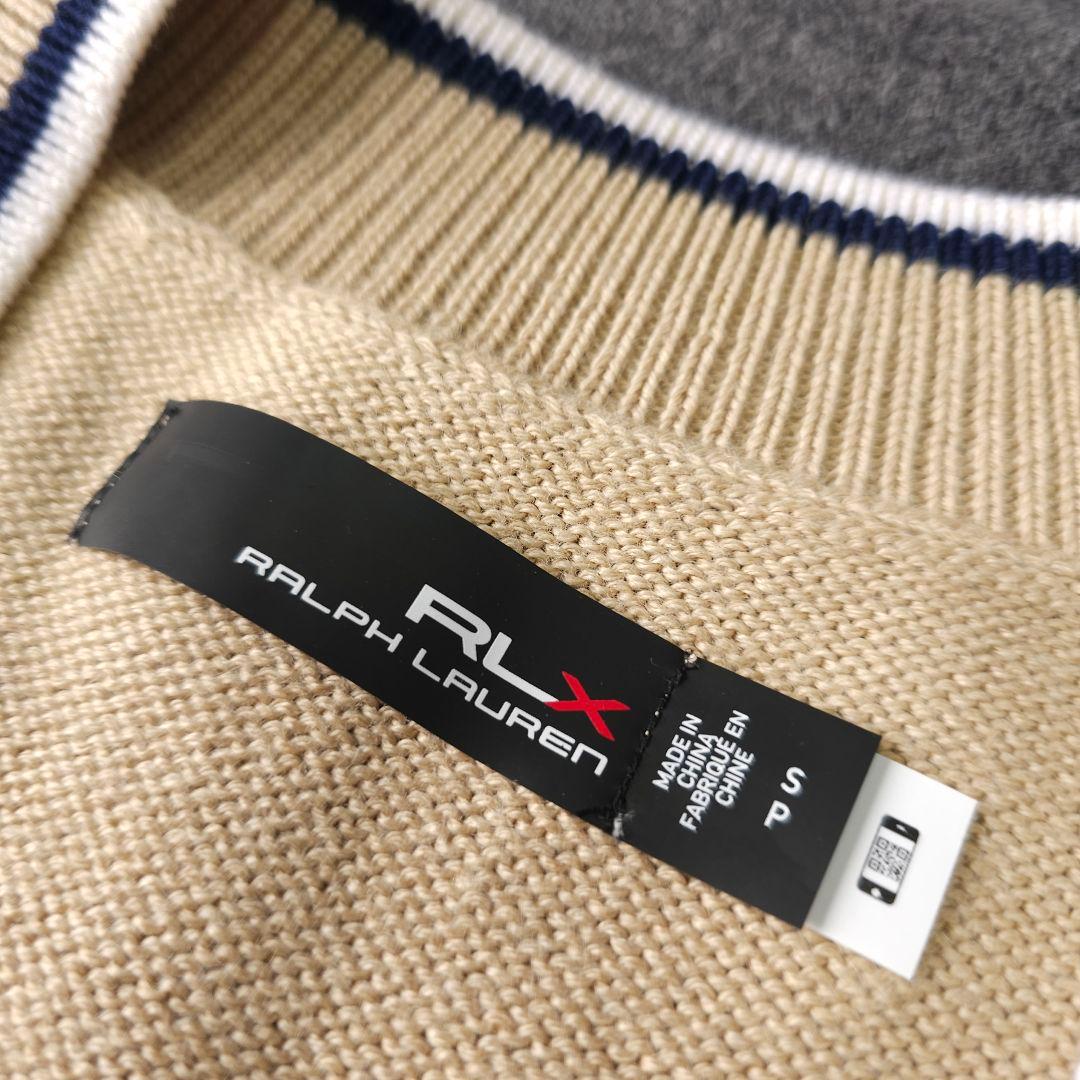 【RLXGOLF】現行QR付き 長袖Vネック チルデンニットセーターS ベージュ