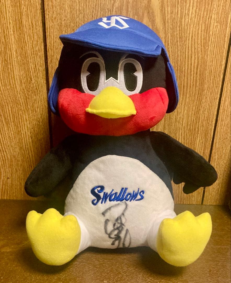 新品同様 【タグ付き】つば九郎　サイン入り　お座り　ぬいぐるみ　大