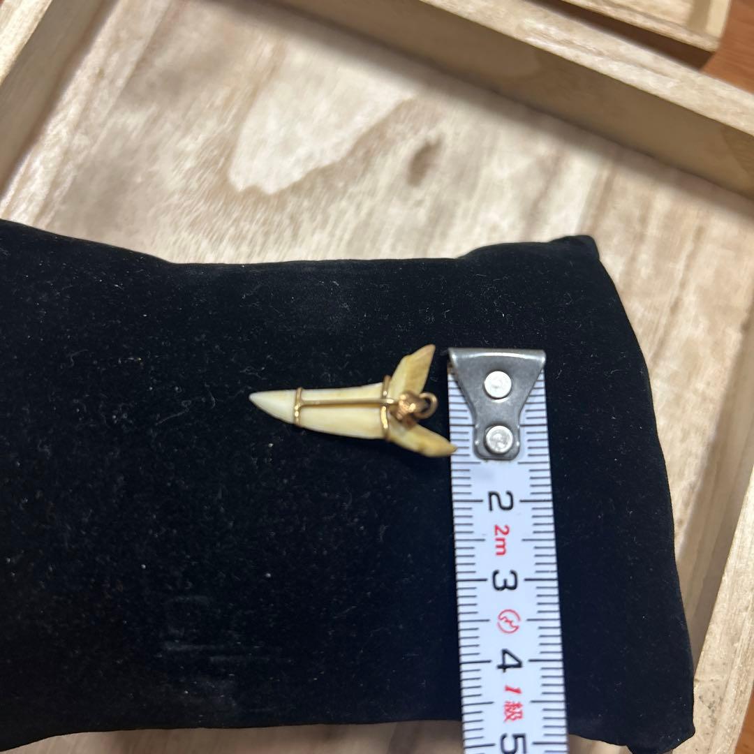 K18天然素材の歯ペンダント ゴールド装飾