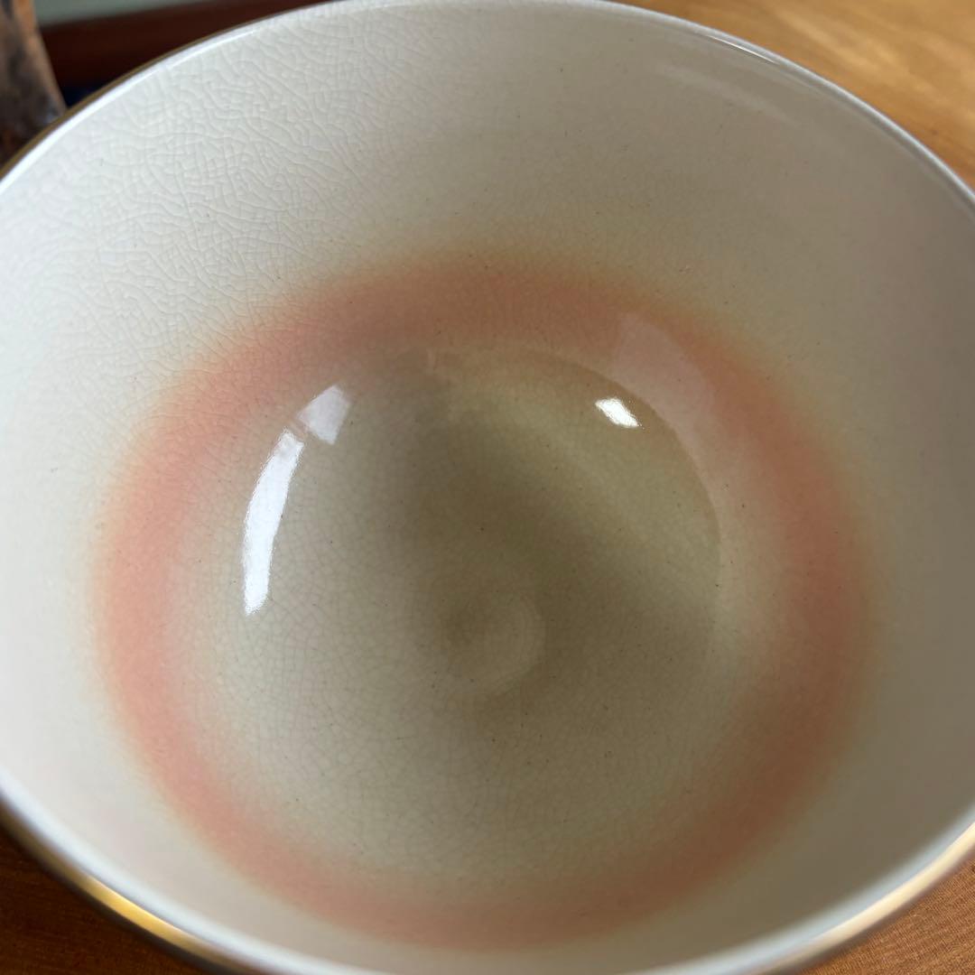 仁清黒扇面流し絵 清雲造 京焼 抹茶碗 茶道具 共箱(94)