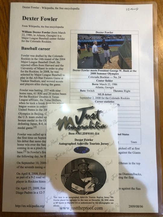 MLB デクスター・ファウラー　直筆サインユニフォーム