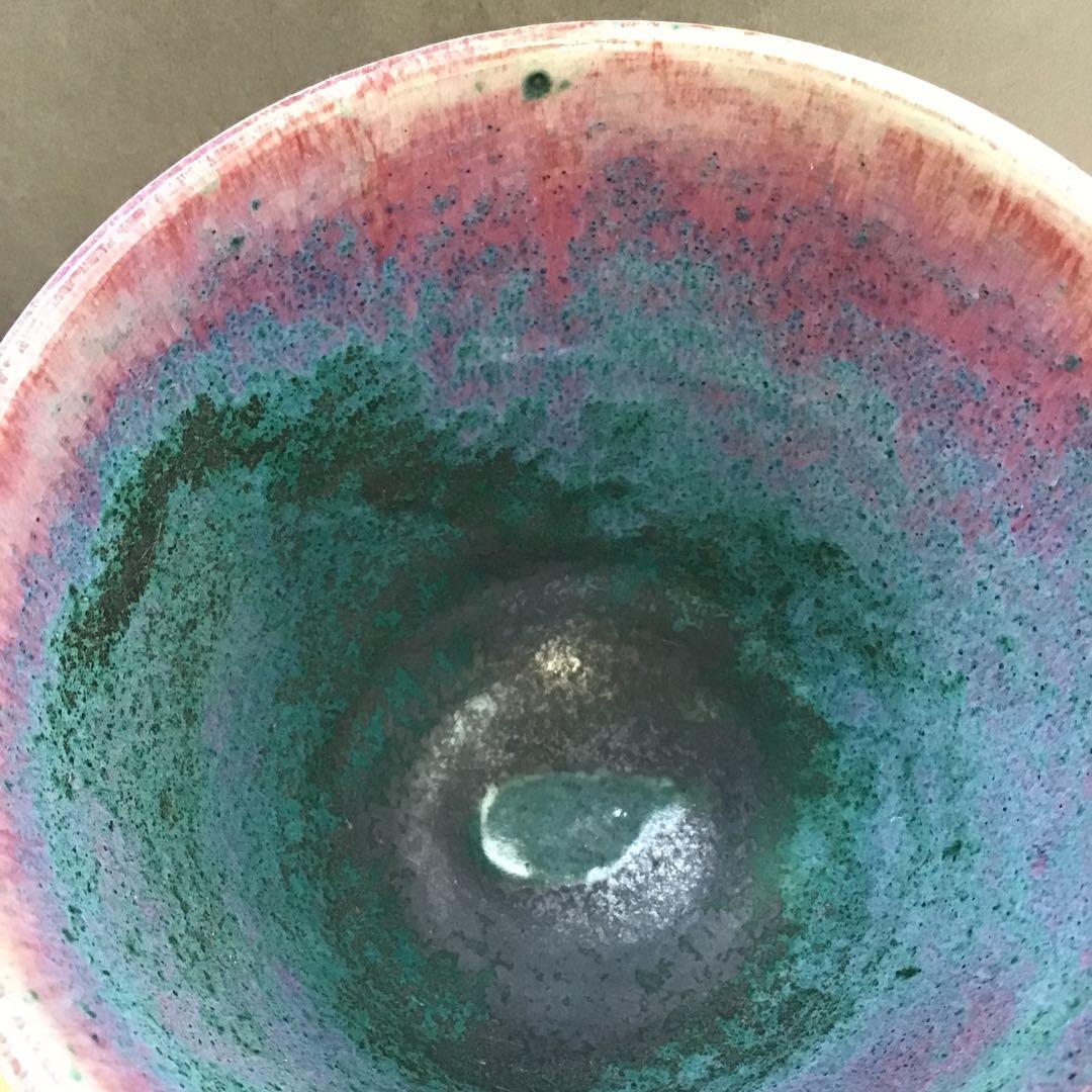 茶道具　建水　辰砂　南渓山窯　発色美　姜寿華　カンスウファ造　共箱　S222KS