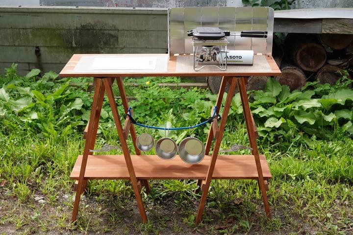 ウッドシェルフ　ウッドラック　チーク色(塗装済)   木製　棚　ハンドメイド