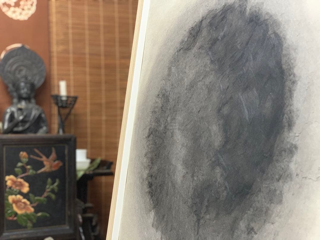 水墨画？　和紙？　光陰　南部英郎　2008年9月　額縁込み