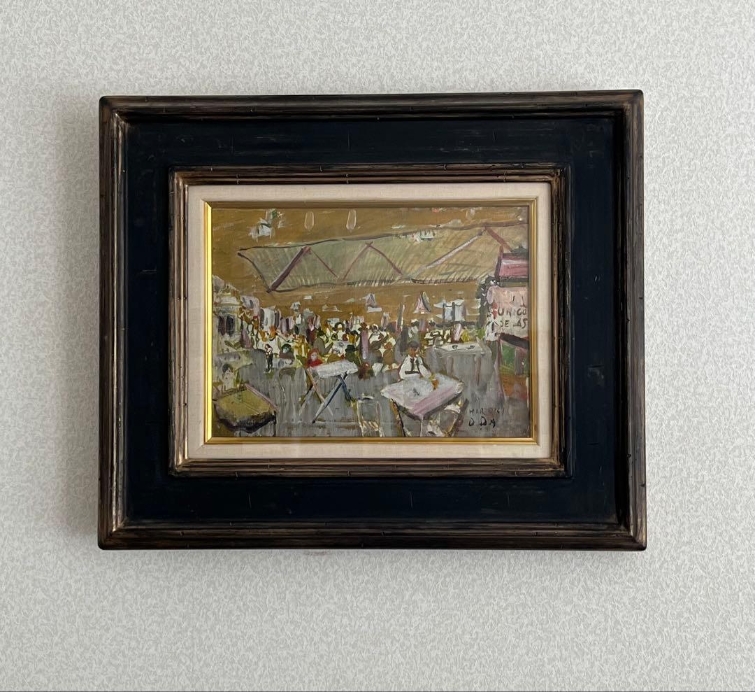 織田廣喜　油彩画　4号　「レストランにて」