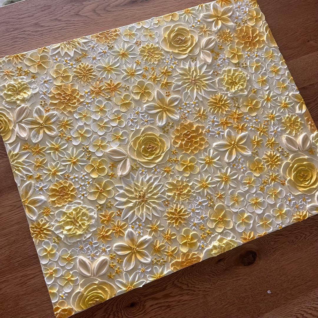 フラワーアート 黄色 黄色の絵 黄色絵画 花柄　花の絵 イエロー yellow