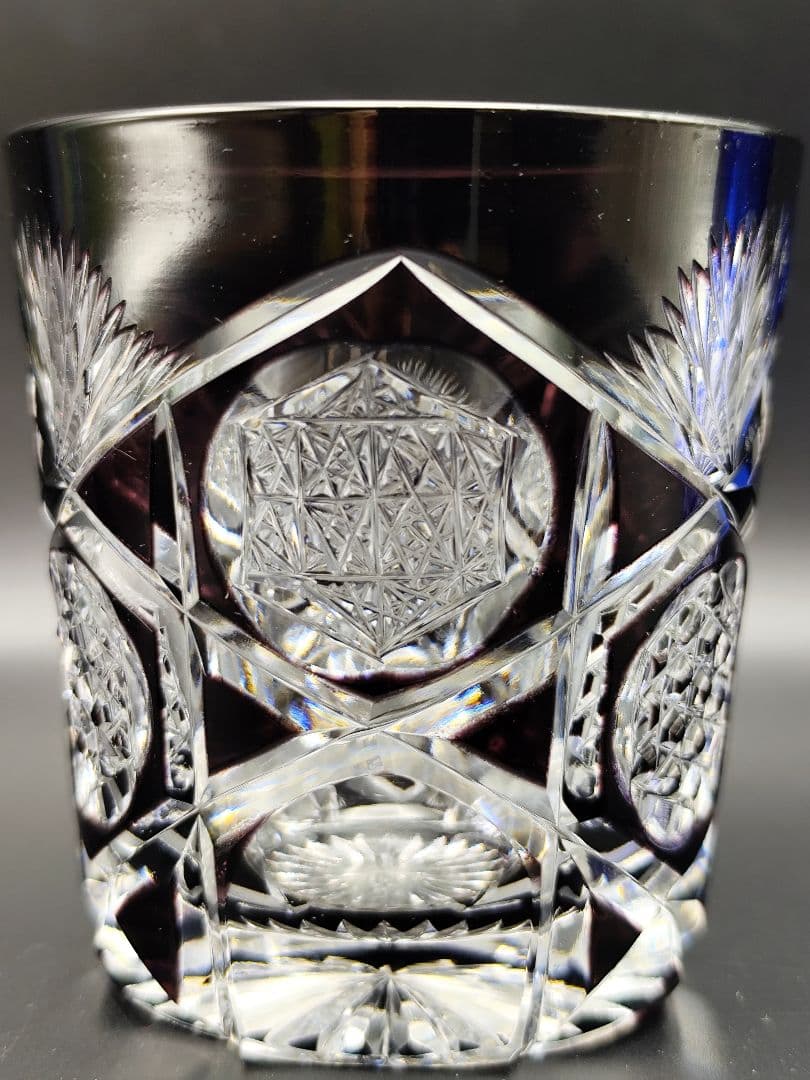 未使用☆江戸切子 瀧澤利夫 ペアロックグラス（切子、江戸切子、薩摩切子）