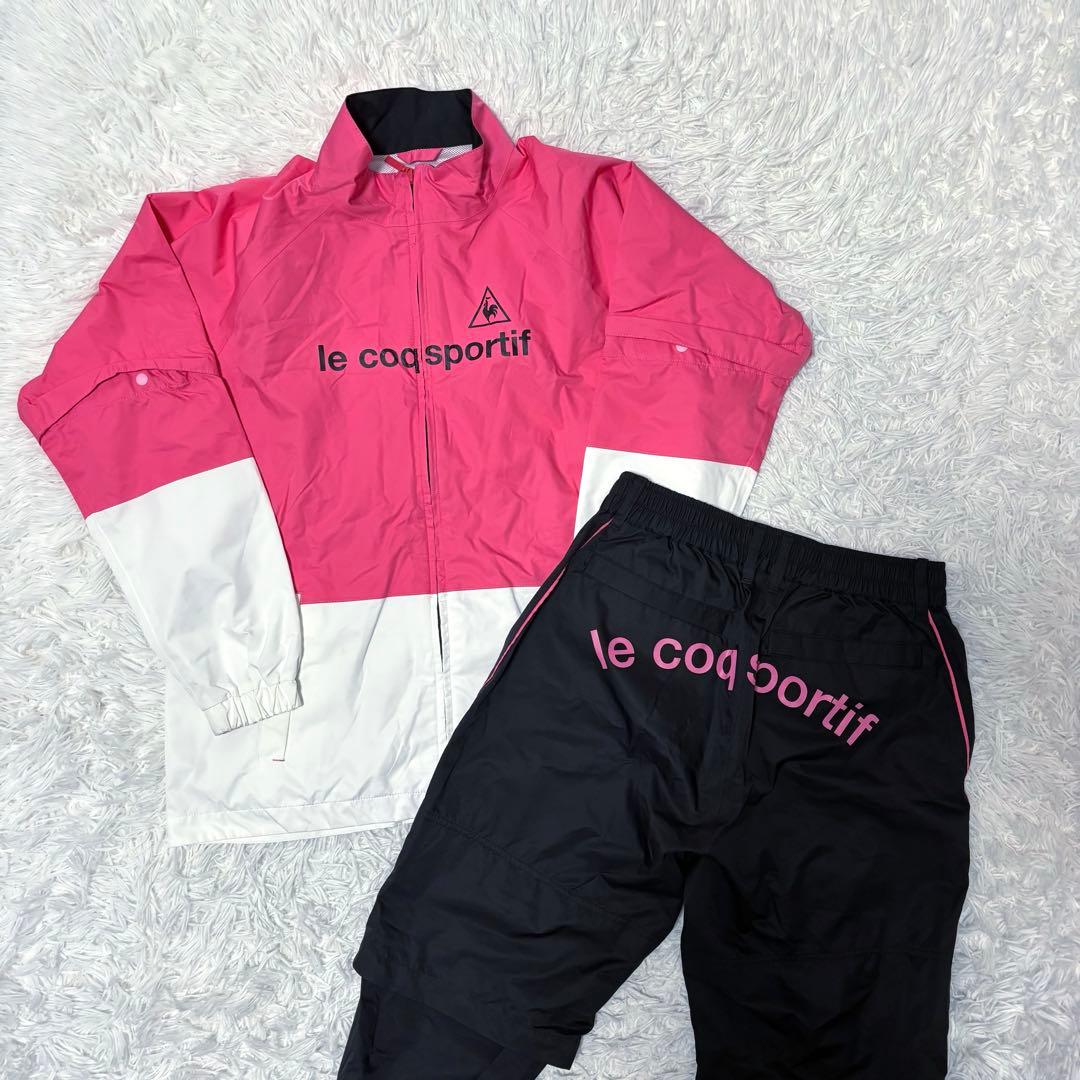 ルコックゴルフ レインウェア セットアップ ピンク 防水 ゴルフウェア
