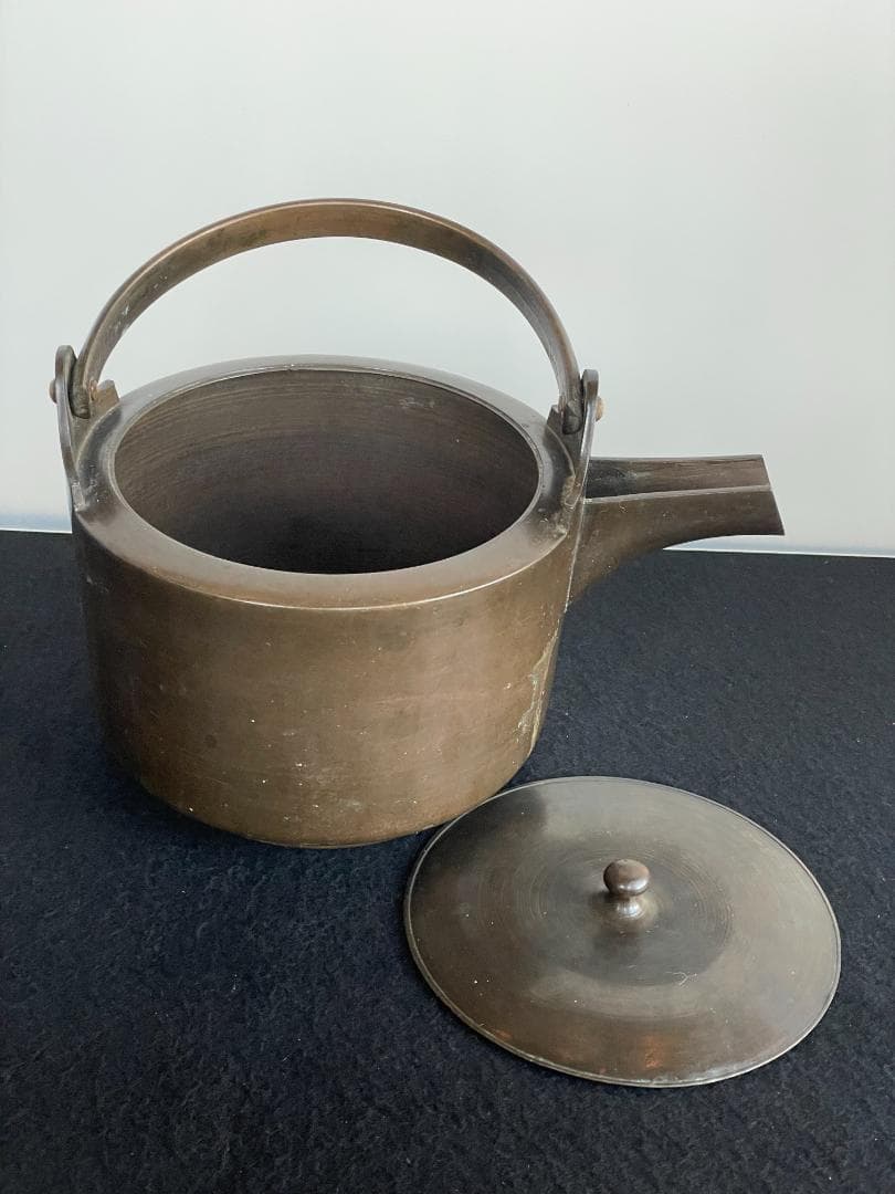 銚子 やかん 薬缶 薬罐 湯沸 急須 銅瓶 茶器 酒器 骨董 銅製 一対 共箱B