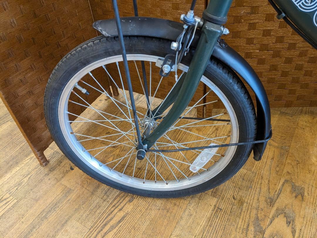 U002 折りたたみ自転車　20インチ　カゴ付き　グリーン