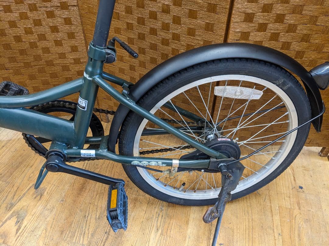 U002 折りたたみ自転車　20インチ　カゴ付き　グリーン