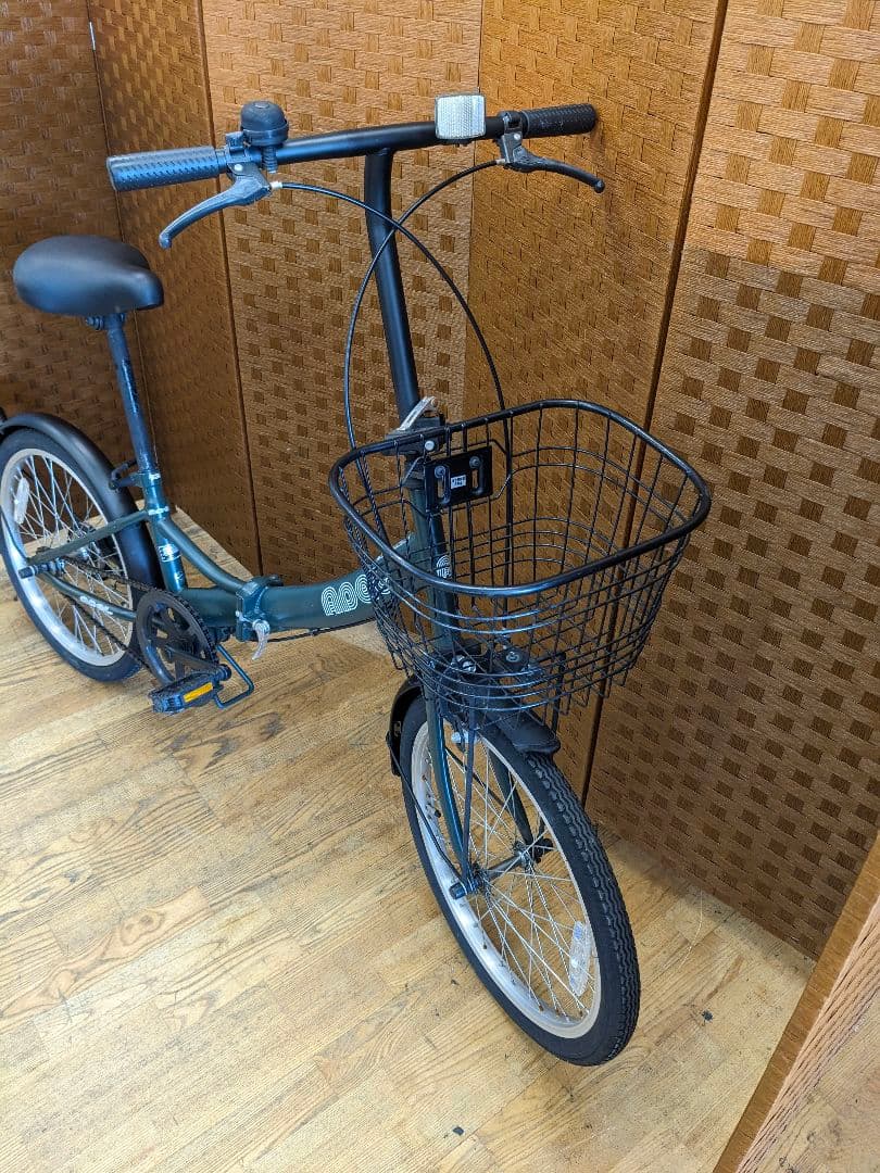 U002 折りたたみ自転車　20インチ　カゴ付き　グリーン