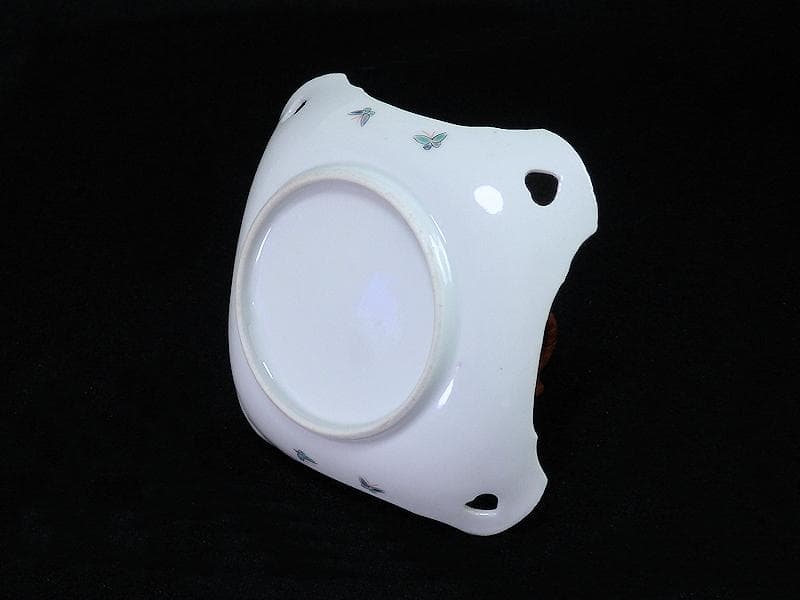 大聖寺伊万里　柿右衛門写　鳥に燕子花の図　四方皿　C669AS-BQh