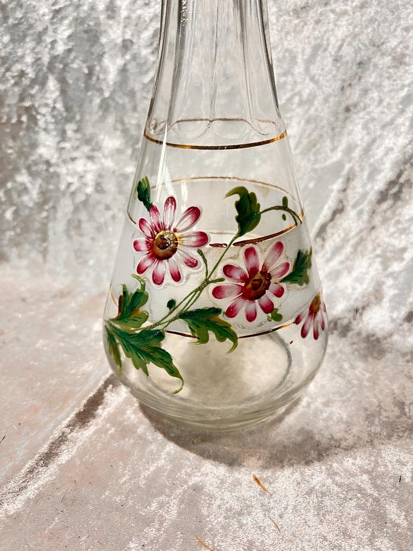 花柄ガラスデキャンタ 高さ約25cm