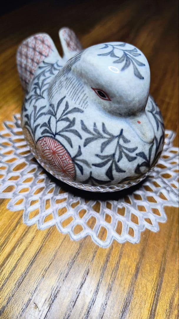 ロイヤルクラウンダービー　色絵吹墨鴛置物 オシドリ人間国宝 十三代今泉今右衛門
