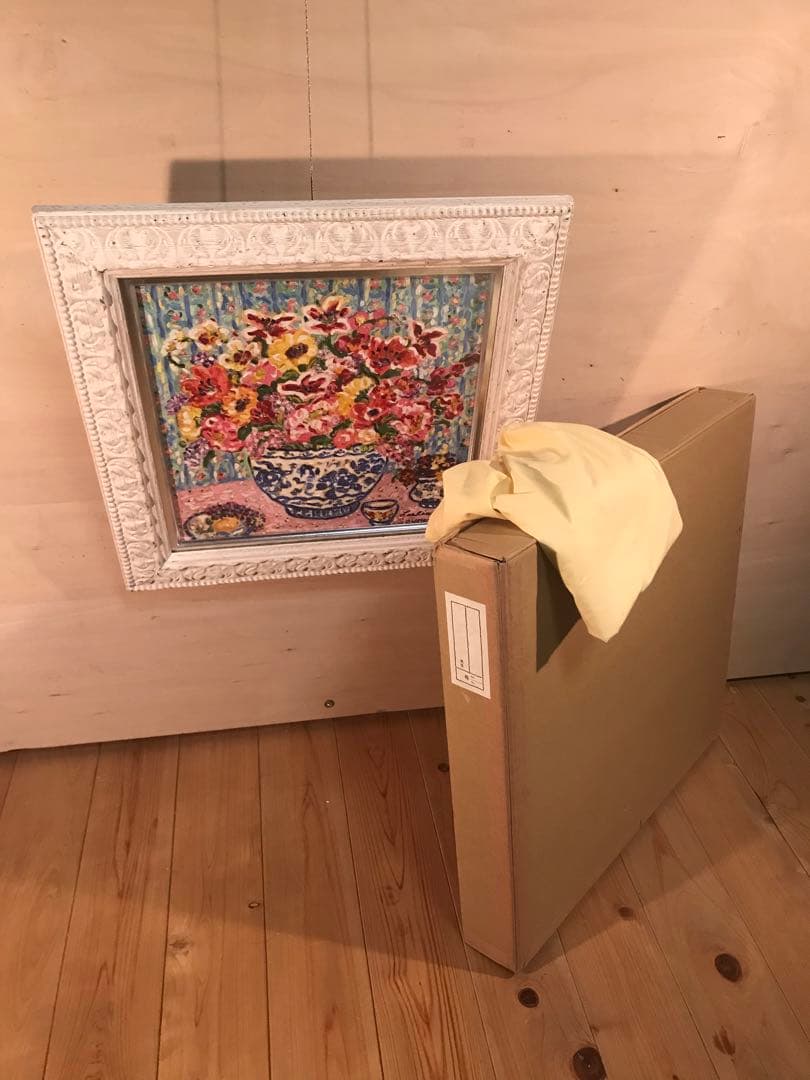 レスリー・セイヤー「ルーム・オブ・フラワーズ」ジークレー＋油彩４号　直筆サイン有