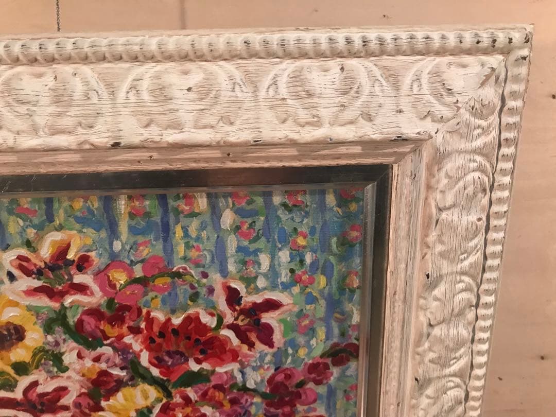 レスリー・セイヤー「ルーム・オブ・フラワーズ」ジークレー＋油彩４号　直筆サイン有