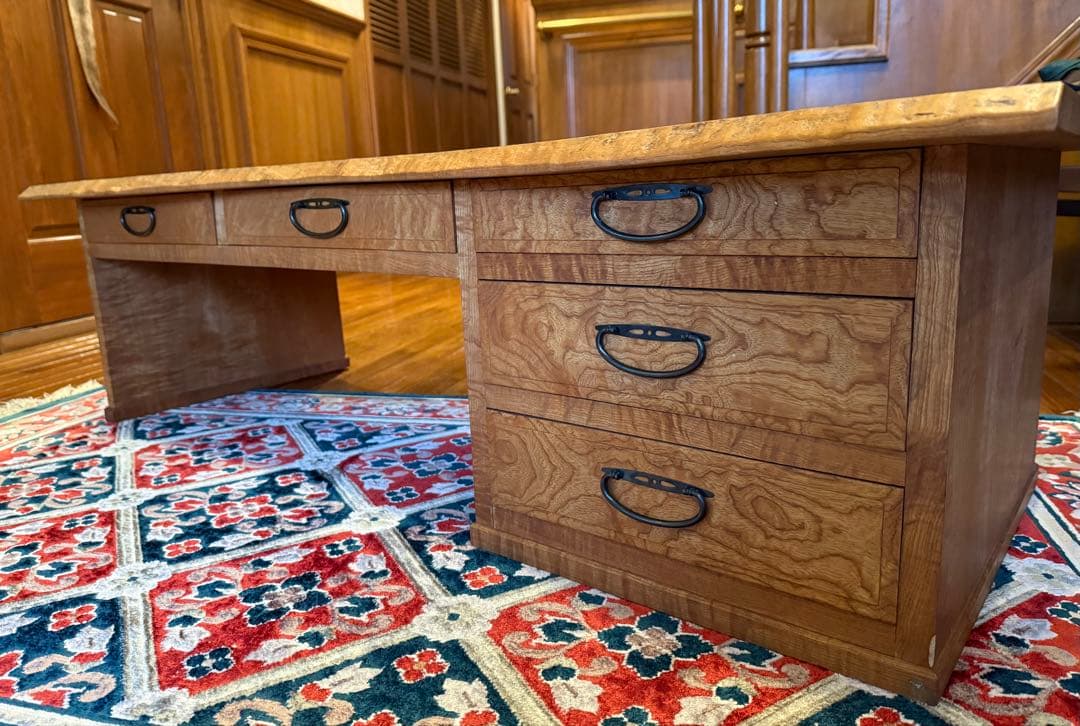 レア！無垢材 縮み杢 高級家具 一枚板 座机 文机 座敷机 座卓